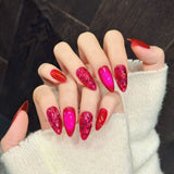 Hot Pink Glitter Cat-Eye Glam Nails