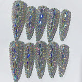 Rainbow Crystal Glass Press On Nails