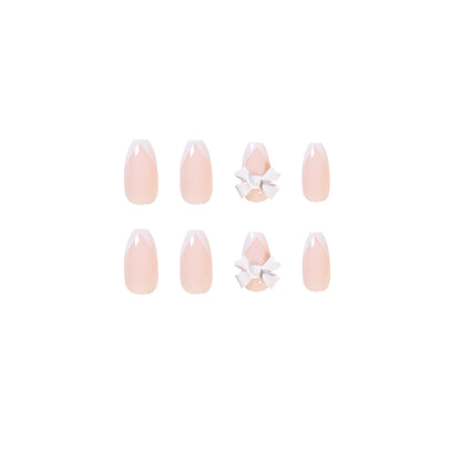 Nude simple French bow press on nails art finished fake nail nail art patch nail patch removable nail piece｜365nails