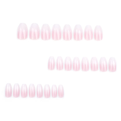simple wearing nail powder white gradual change splicing wearable nail short ballet manicure fake nail wholesale｜365nails