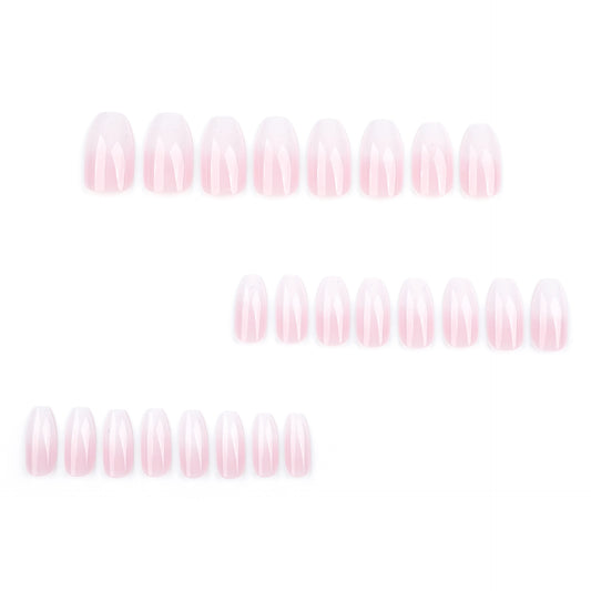 simple wearing nail powder white gradual change splicing wearable nail short ballet manicure fake nail wholesale｜365nails