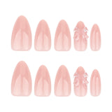 Sweet and pure wind naked pink  advanced sense  three-dimensional point drill ice through bow nail art piece｜365nails