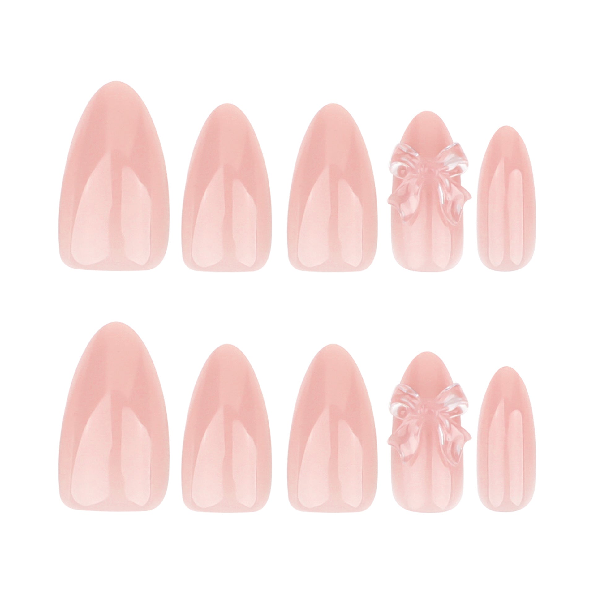 Sweet and pure wind naked pink  advanced sense  three-dimensional point drill ice through bow nail art piece｜365nails