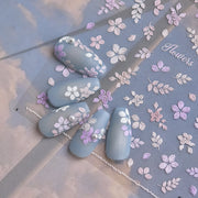 365nails: 미니 화이트 5잎 꽃 엠보싱 세트 – 네일 아트 스티커