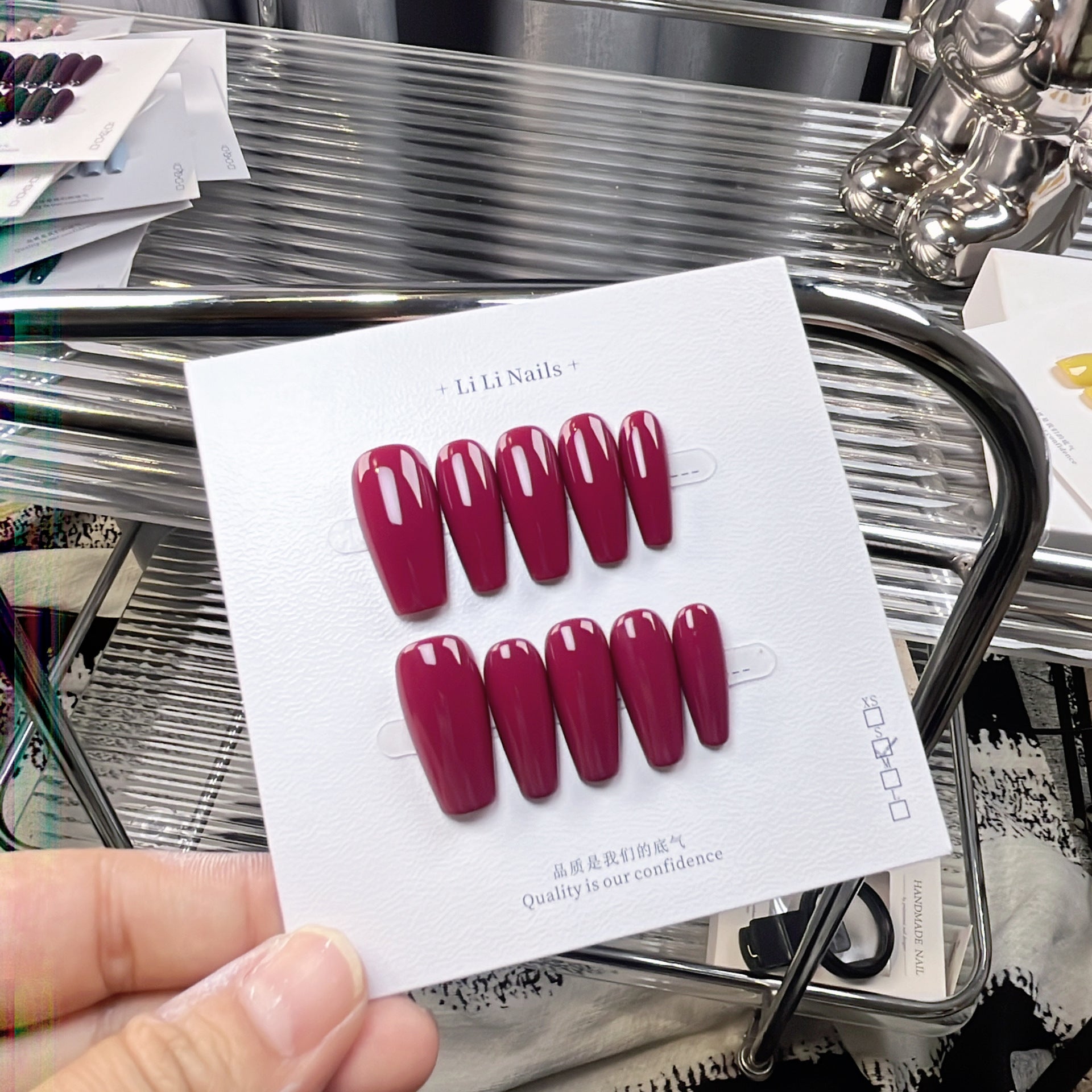 The Essential Solids | Long Coffin ｜Handmade Press-on Nails