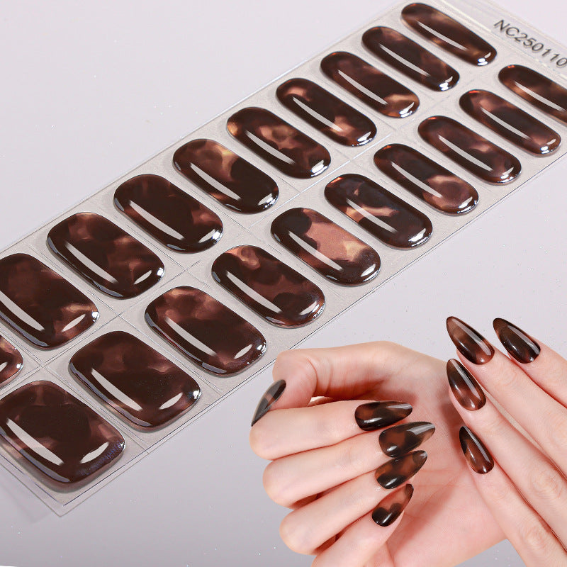 Semi-Cured Gel Nail Strips Silver Foil Leopard Glossy Design (MOQ=3)