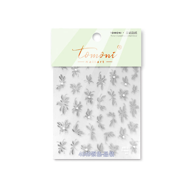 365nails: "金屬花卉與蝴蝶搭配珍珠" – 美甲貼紙