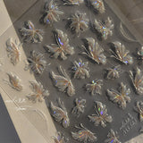 Holographic Shell Light Butterfly Nail Stickers – 3D Embossed Iridescent Set
