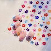 彩虹花卉：「多色雛菊」 – 3D 浮雕甲貼