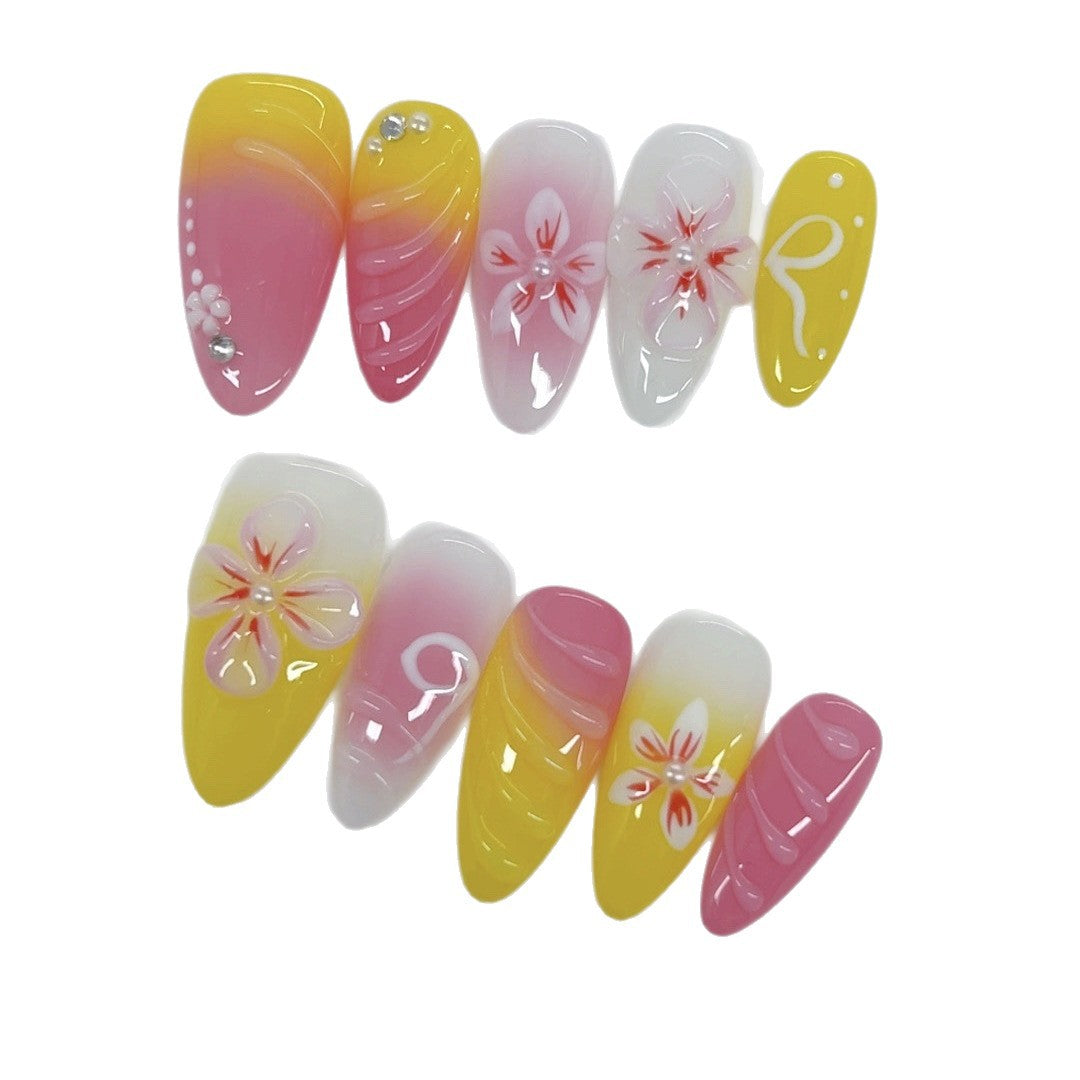 Summer Bloom: "Mango Lily" – Almond Press-Ons