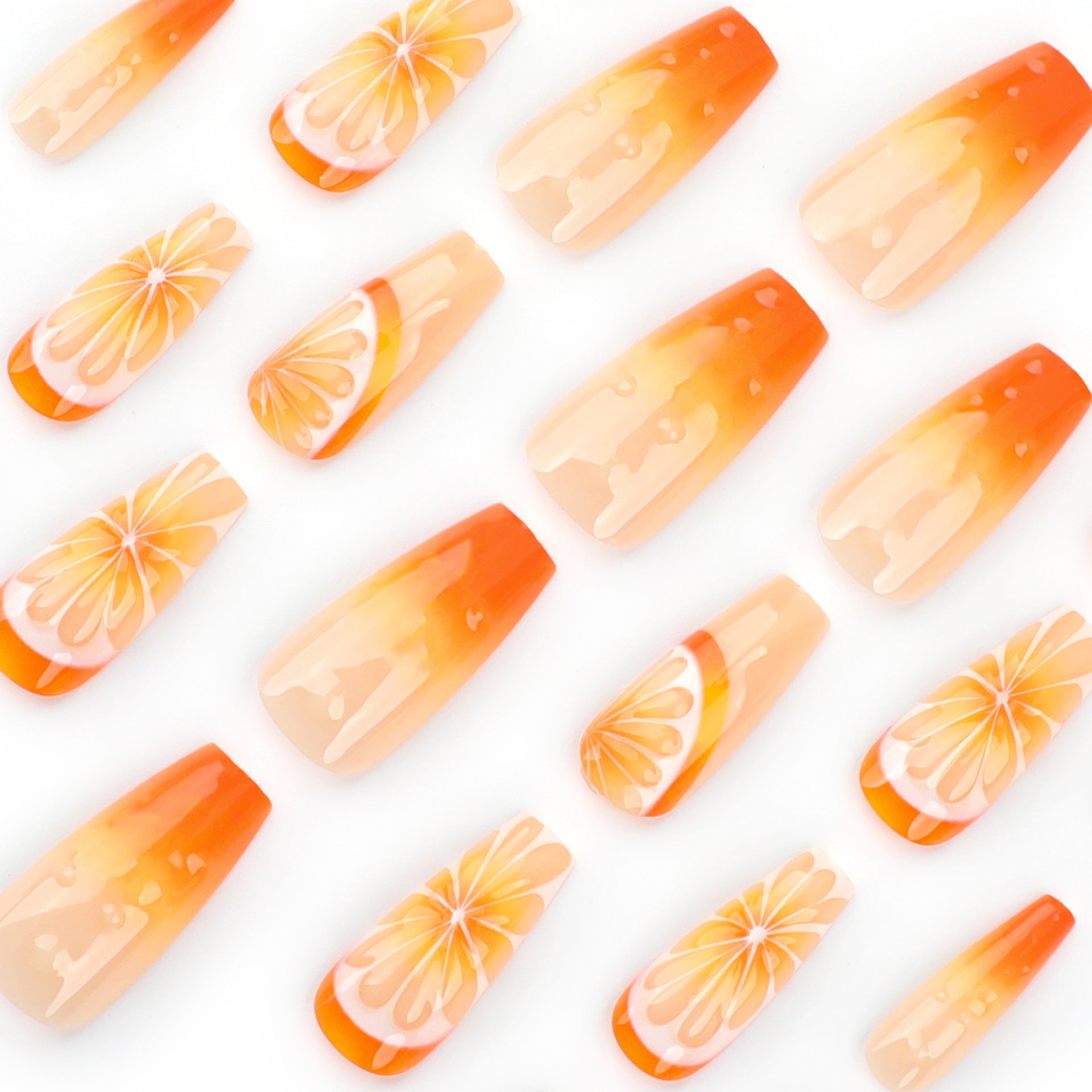 小清新3D水果橘色漸層美甲 熱銷 ｜365nails