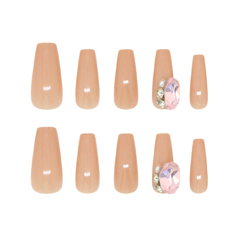 Pontas de unha pré-fabricadas, unhas puras, desejo, bola de diamante rosa, pilha brilhante, diamante, pérola, ins, vento, manicure removível, 30 peças ｜ 365 unhas