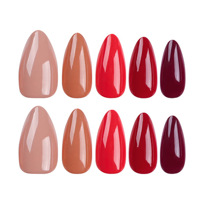 Press on nails short almond nail autumn and winter warm orange nail art  simple  nail piece fake nail patch finished product｜365nails