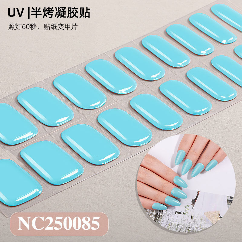 Semi-Cured Gel Nail Strips Solid Color Glossy Classic Design (MOQ=3)