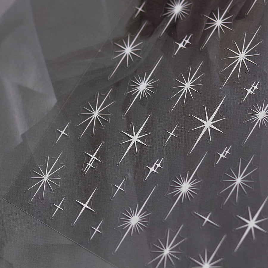 365nails: « explosion d'étoiles blanche en art au trait » – Autocollants pour ongles
