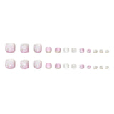 Unhas dos pés removíveis estilo olho de gato tridimensional, rosa suave, roxo, mudança gradual, flor de cerejeira, estilo dourado, 24 peças ｜ 365 unhas