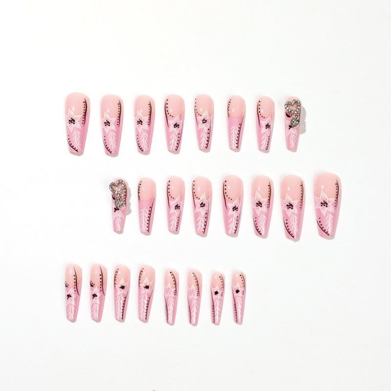 Art Wholesale French Pink Edge Mosaic Love Rhinestone  Art Advanced Long  Products｜365nails