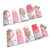 Sweet Pink Sugar Candy Crown Press On Nails