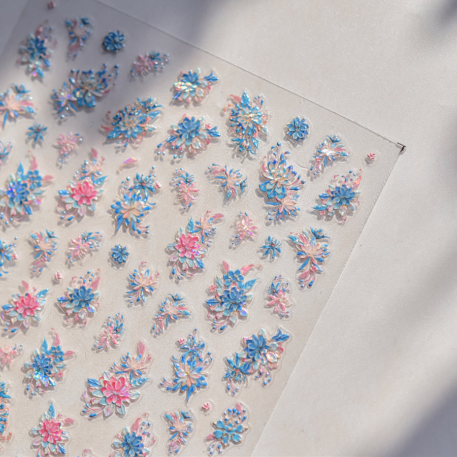 365nails: "Holographic Crystal Floral" – Adesivos para Unhas