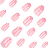 Simple naked powder manicure fake nails French white edge wearing nail glitter flash nail piece fake nails nail piece｜365nails