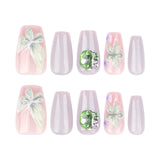 3D three-dimensional fresh flower cat's eye short ballet press-on nails