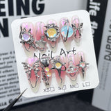 Blush aerógrafo Aurora mudança gradual unhas de pressão feitas à mão Europa e Estados Unidos indústria pesada leve luxo médio e longo nail art adesivo de unha vestível ｜ 365nails