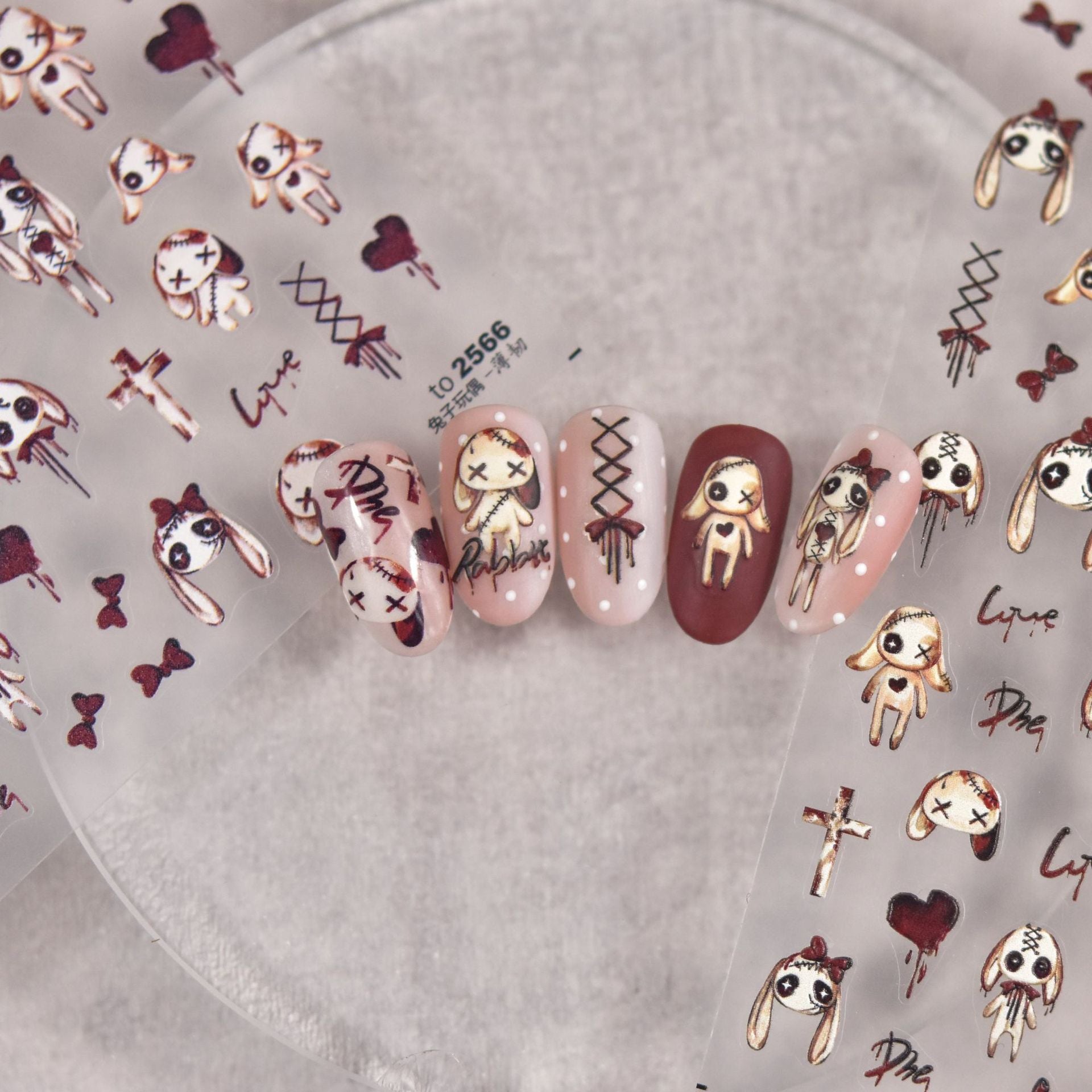 365nails: "Gothic Red Bow Bunny" – nail art stickers