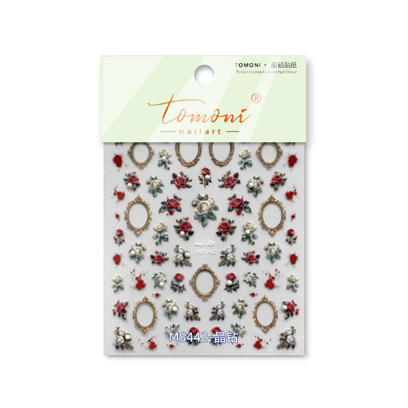365nails: 빈티지 장미 & 프레임 크리스탈 – 네일 아트 스티커