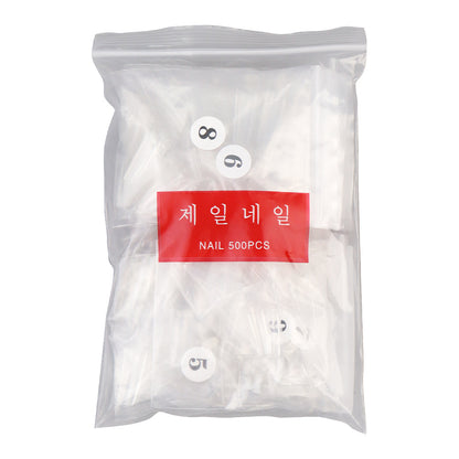 Nail Tips Transparent nail piece Semi-sticker Shallow sticker 500 pieces French long nail art trapezoidal square light and thin press on nails  nail piece