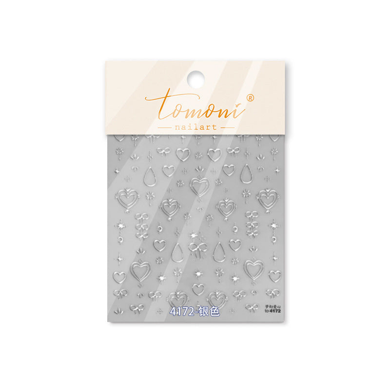Royal Heart Collection: "Enamel Gold" – 3D Metallic Nail Sticker