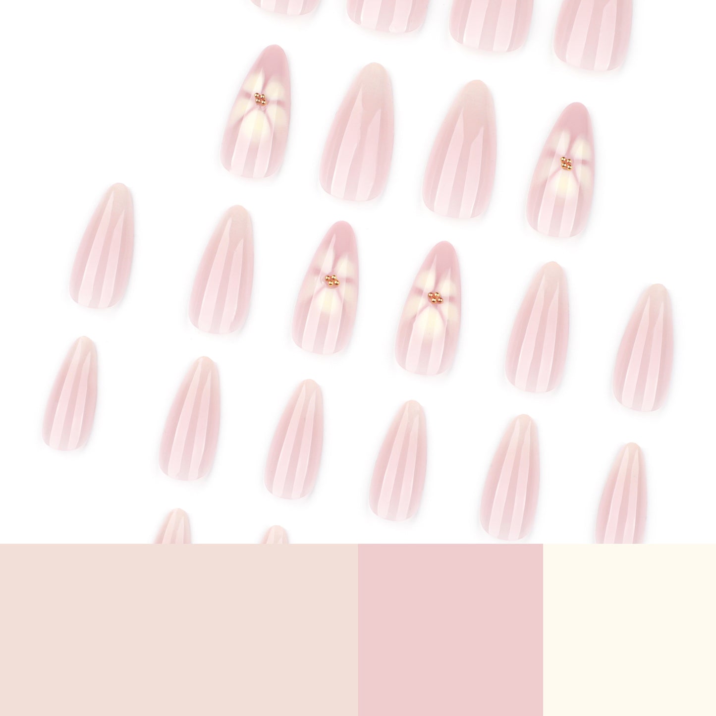 Simple white fresh flower almond press-on nails