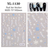 Winter Christmas Snowflake Nail Art Sticker 5D Embossed Three-dimensional White Hollow Snowflake Nail Sticker Ornament YL