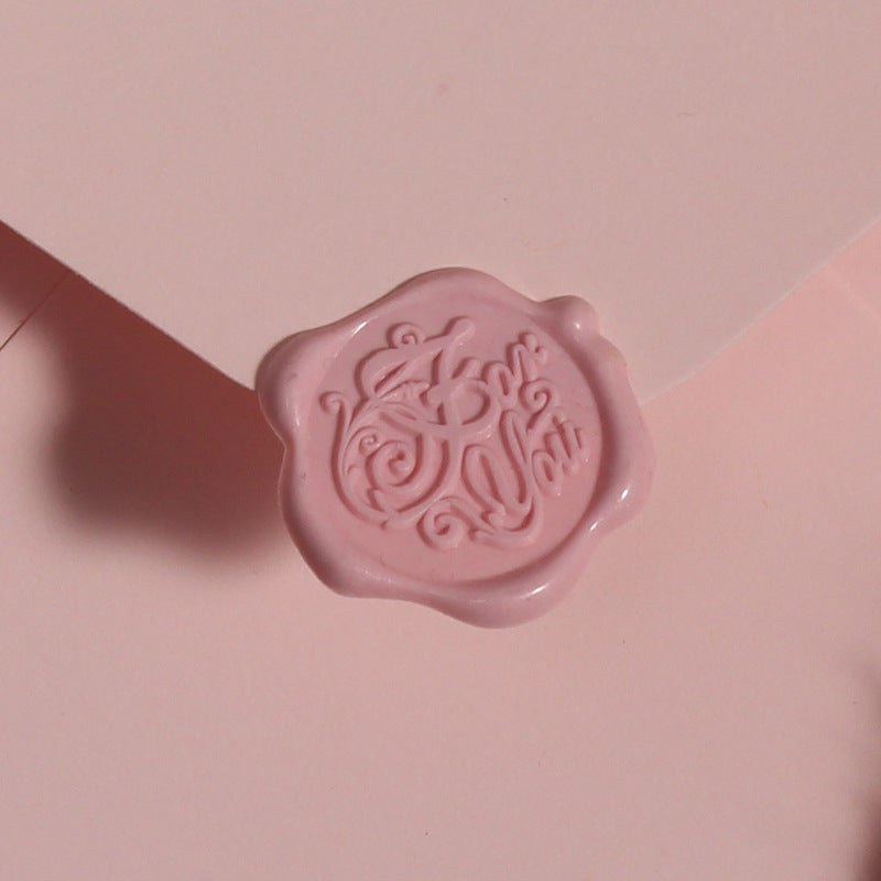 浪漫胭脂粉信封，花卉封蠟印 (MOQ=7)