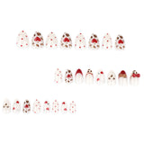 Point diamond three-dimensional bow Japanese style short almond shape love press-on nails