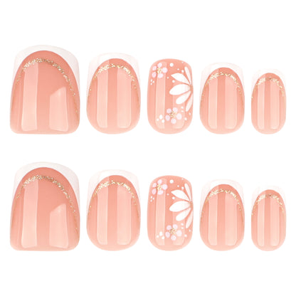 Simple and fresh French white short square press-on nails