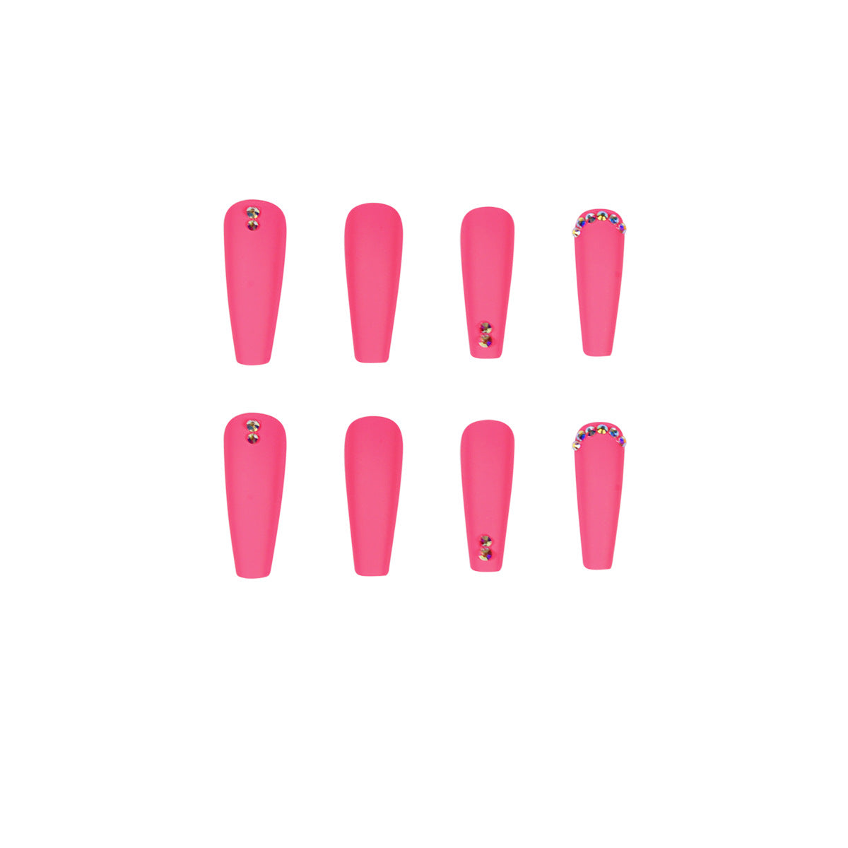 Pink long ballet crescent crescent rhinestone press on nails art finished fake nail nail nail patch  direct supply nail patch｜365nails