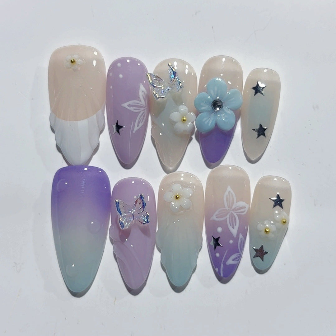 Sussurro do Oceano: "Maré Lavanda" – Unhas Postiças de Amêndoa