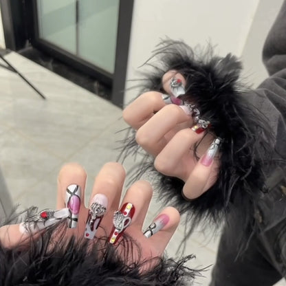 Luxury blood spirit, dark skull, elf, blood sacrifice, three-dimensional spider, bloody Halloween manicure removable | 365nails