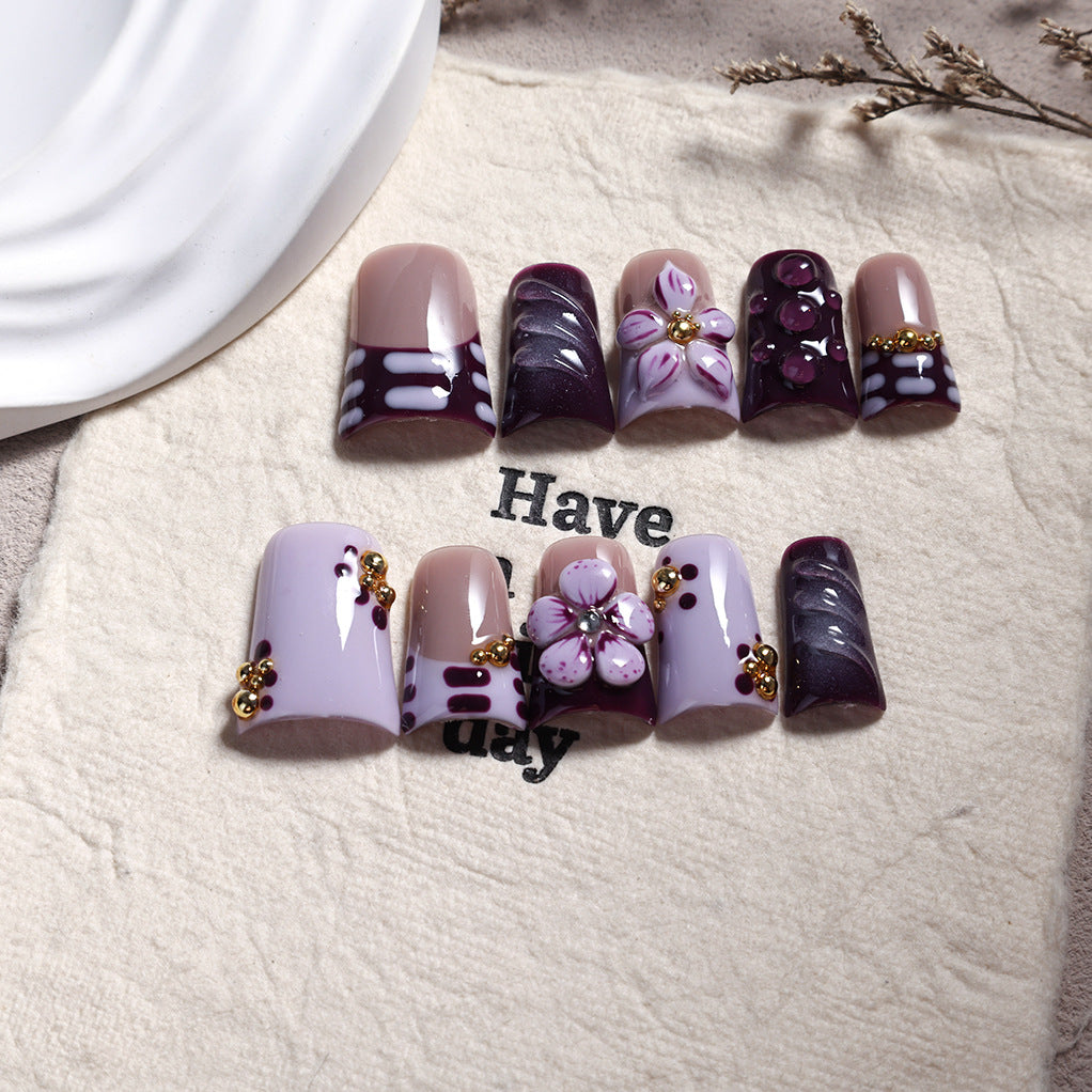 Grape Purple French Duckbill Press-On Nails