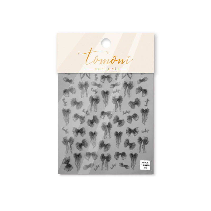 Sheer Tulle Bow: "Clear White" – 3D Nail Sticker