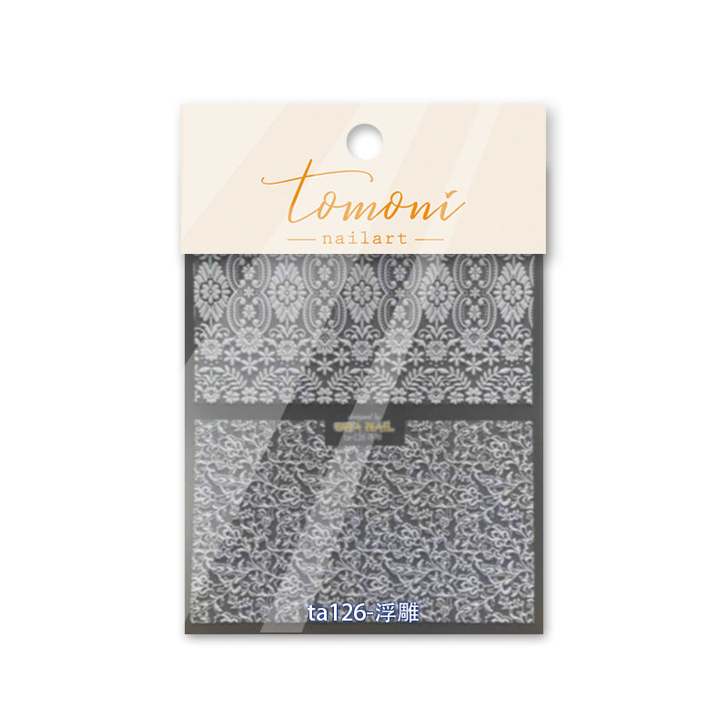 Vintage Lace Embroidery Collection: "Elegant Filigree" – 3D Embossed Nail Sticker