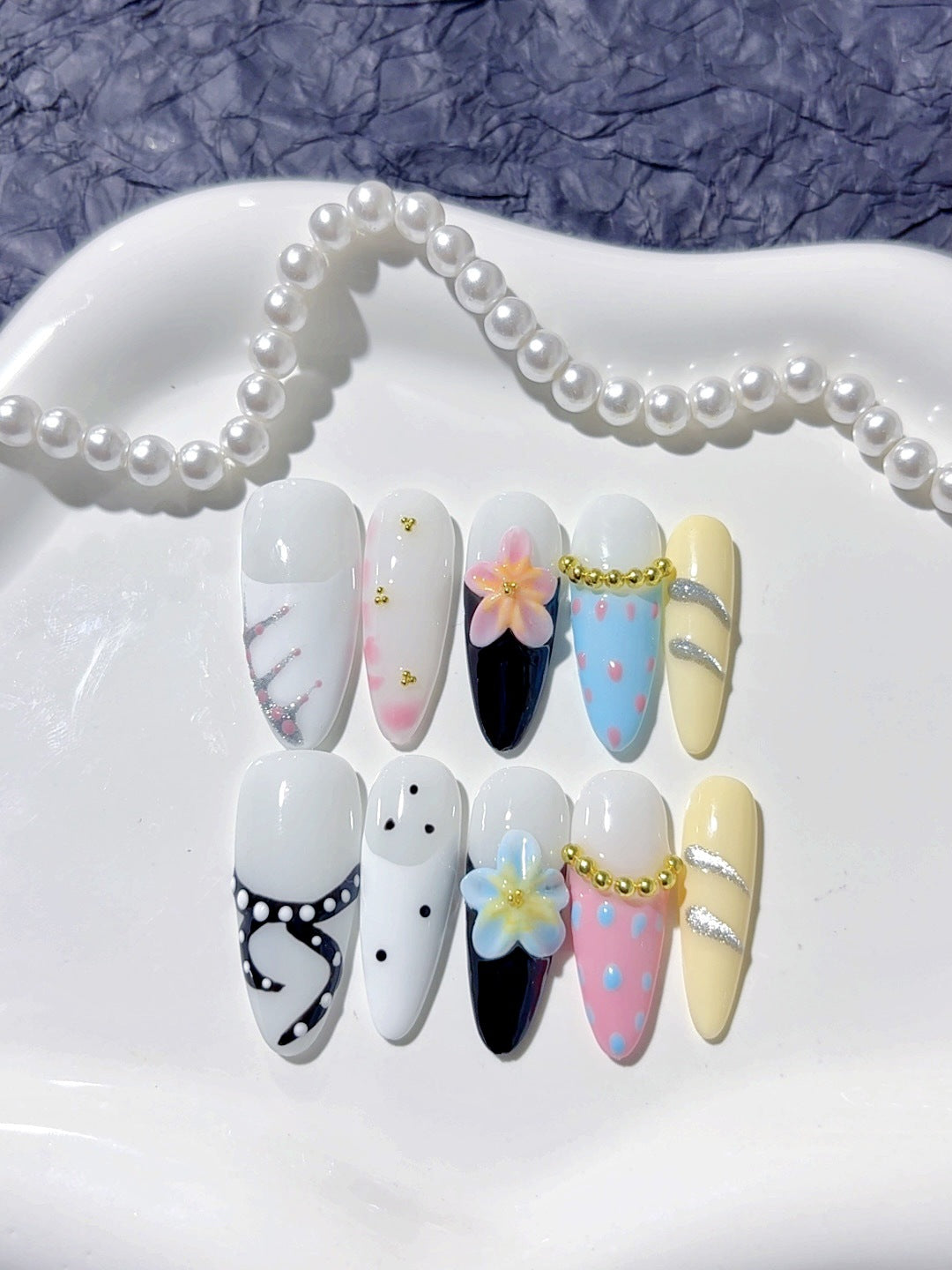 365nails-Jardim Caprichoso: "Camellia Bloom" – Unhas Postiças Artesanais Longas Amendoadas