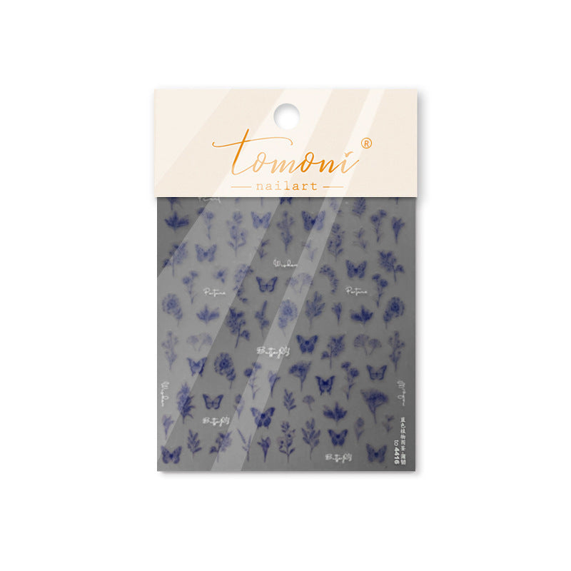 365nails: "Indigo Botanical Sketch" – nail art stickers
