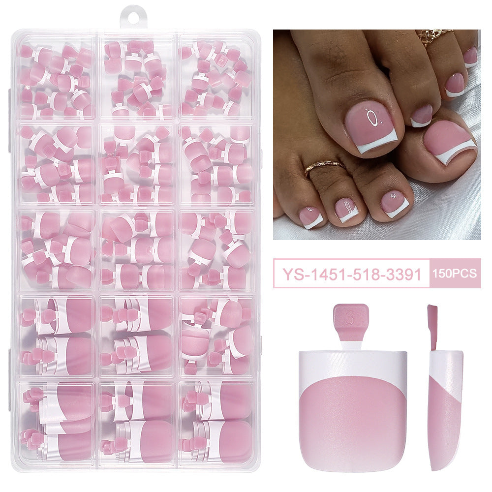 365nails: "Classic French Pedicure" – Short Square Press-On Toenails