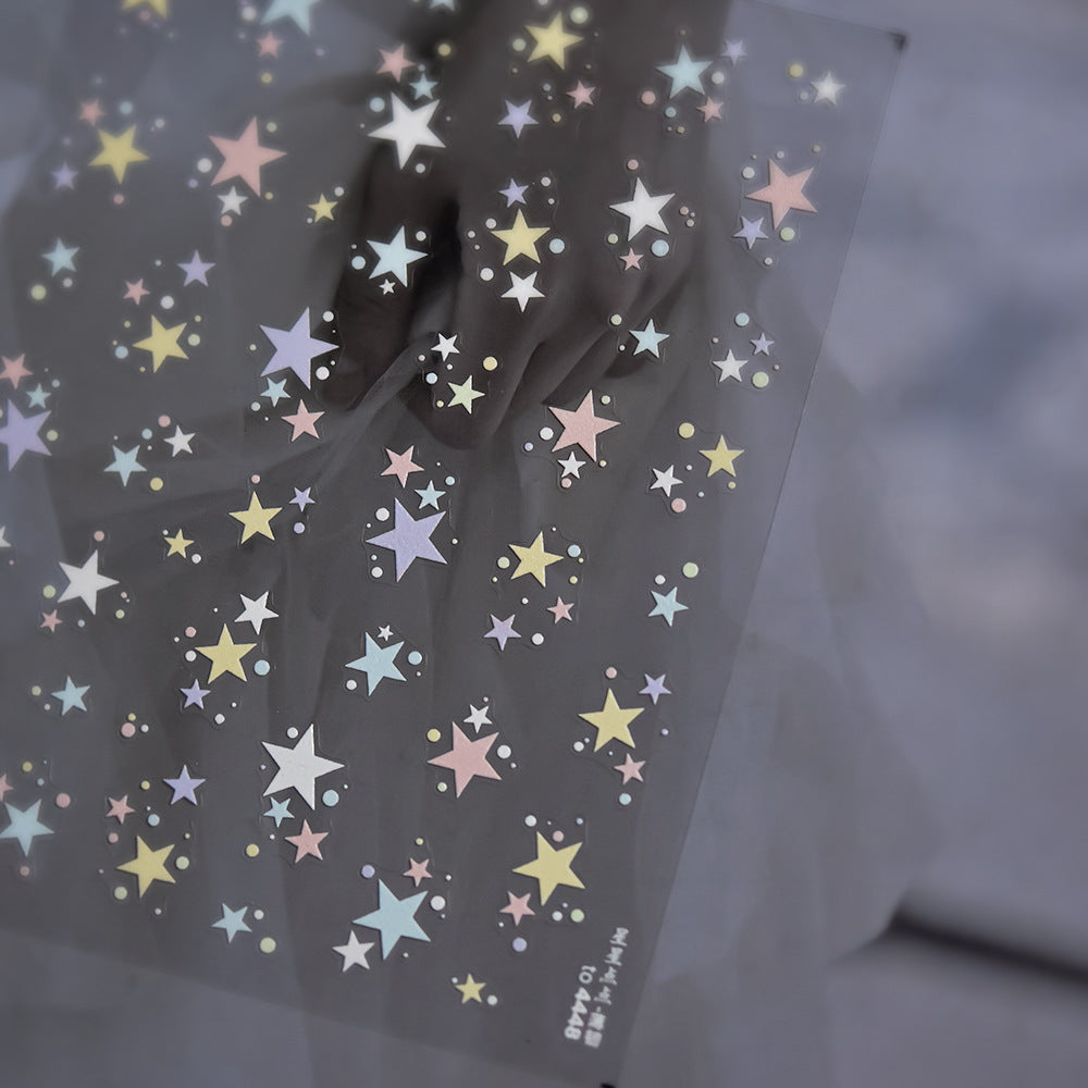 Pastel Starry Sky: "Dreamy Pastel Star Cluster" – 5D Embossed Nail Sticker