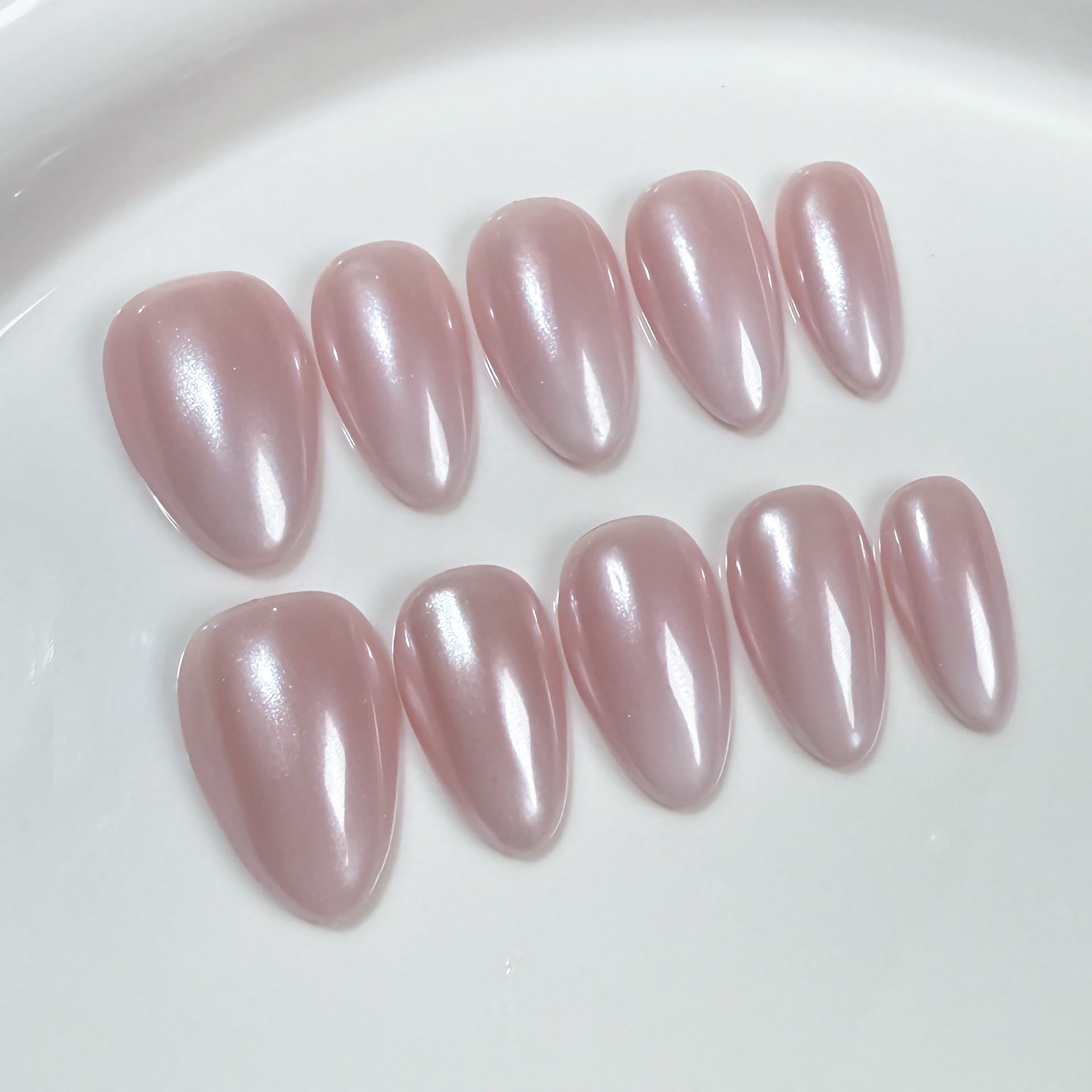 Unhas Postiças Pearl Blush Curtas Amêndoa