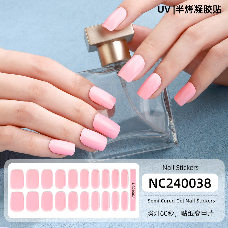 Semi-Cured Gel Nail Strips Pure Color Vibrant Multi-Shade Glossy Set (MOQ=3)