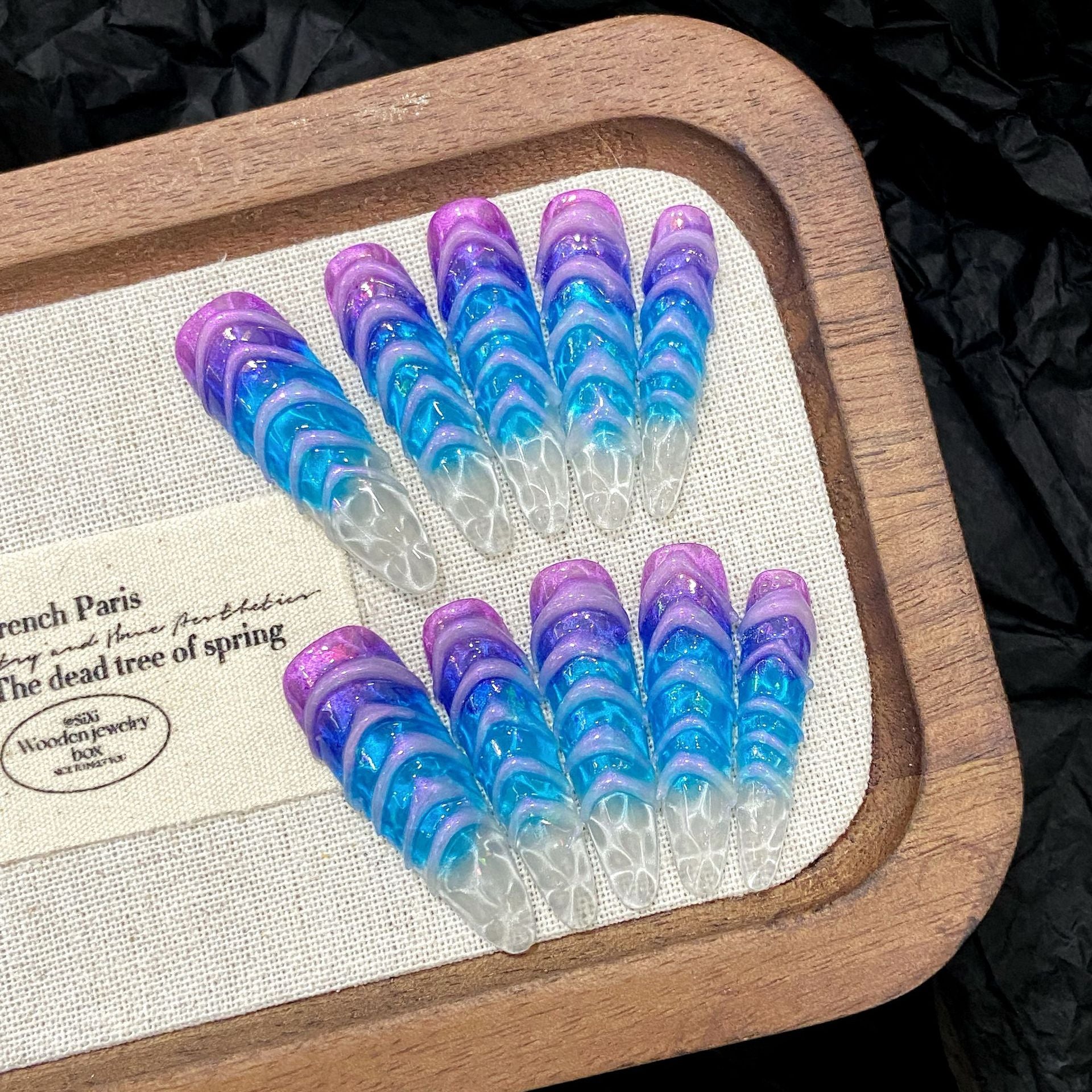 365nails: "Nebula Wave" – 3D Textured Gradient Stiletto Press-On Nails