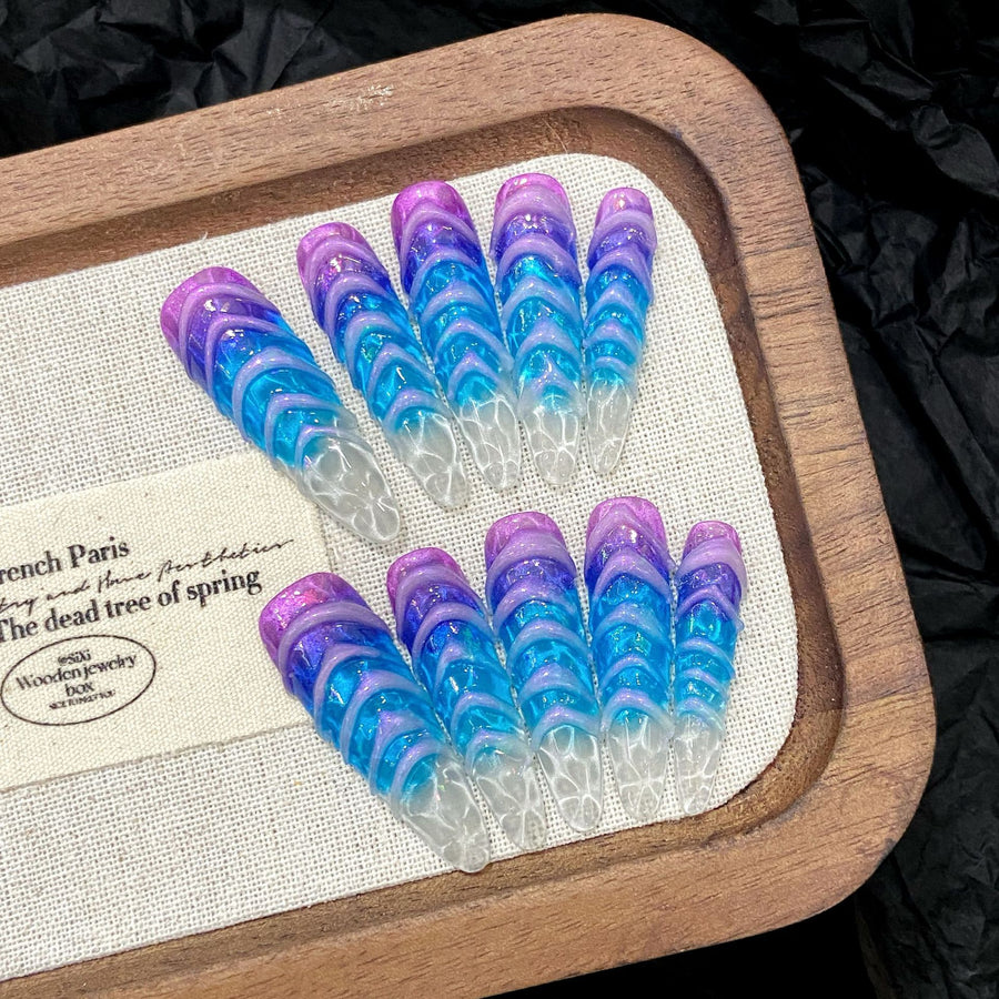 365nails: "Nebula Wave" – 3D Textured Gradient Stiletto Press-On Nails