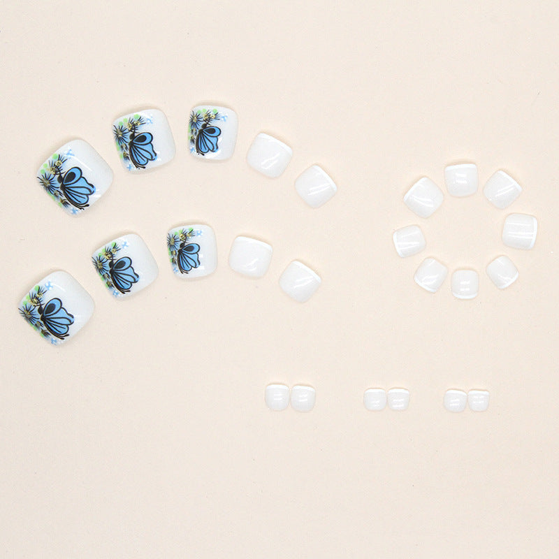 Mariposa 3D fresca y pura. Modelo de uñas postizas a presión. Uñas postizas especiales de hada. Modelo de uñas postizas a presión. ｜365nails